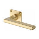 Heritage Brass Door Handle Lever Latch on Square Rose Trident Design Satin Brass finish - BAU2910-SB - Choice Handles