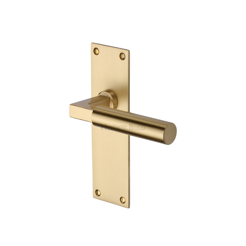 Heritage Brass Door Handle Lever Latch Bauhaus Design Satin Brass finish - BAU7310-SB - Choice Handles