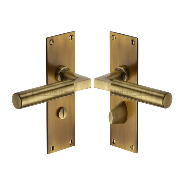 Heritage Brass Door Handle for Bathroom Bauhaus Design Antique finish - BAU7330-AT - Choice Handles