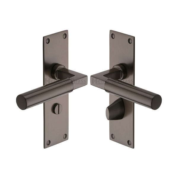 Heritage Brass Door Handle for Bathroom Bauhaus Design Matt Bronze finish - BAU7330-MB - Choice Handles
