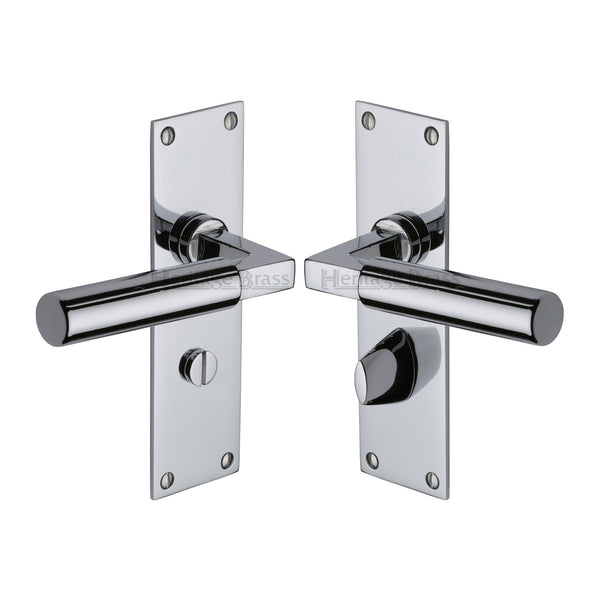 Heritage Brass Door Handle for Bathroom Bauhaus Design Polished Chrome finish - BAU7330-PC - Choice Handles