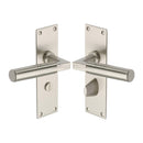 Heritage Brass Door Handle for Bathroom Bauhaus Design Satin Nickel finish - BAU7330-SN - Choice Handles