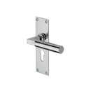 Heritage Brass Door Handle for Euro Profile Plate Bauhaus Design Polished Chrome finish - BAU7348-PC - Choice Handles
