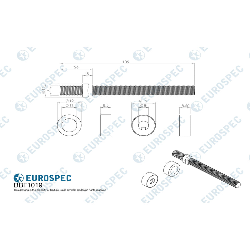 Eurospec - Back To Back Fixing Pack - 19mm Dia. Pull Handle - Matt Black - BBF1019MB