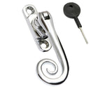 Prima - Monkey Tail Window Espagnolette Handles Left 110mm x 40mm - Bright Chrome - BC2028/LH