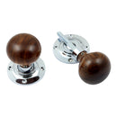 Prima - Rosewood Mushroom Wooden Door Knobs - Bright Chrome - BC2035