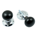 Prima - Ebony Mushroom Wooden Door Knobs - Bright Chrome - BC2037