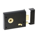 Prima - Door Rim Latch with Locking Snib 110mm x 82mm - Black - BH1000BL