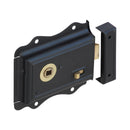 Prima - Door Fancy Rim Latch with Locking Snib Backset 79mm 125mm x 120mm - Black - BH1010BL