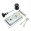 Prima - Door Rim Lock + Mushroom Rim Knob 155mm x 105mm - Bright Chrome - BH1015BC/MB