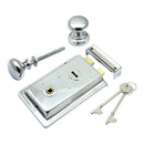 Prima - Door Rim Lock + Mushroom Rim Knob 155mm x 105mm - Bright Chrome - BH1015BC
