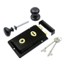 Prima - Door Rim Lock + Mushroom Rim Knob 155mm x 105mm - Black - BH1015BL/MB