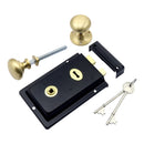 Prima - Door Rim Lock + Mushroom Rim Knob 155mm x 105mm - Black - BH1015BL/SB