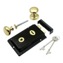 Prima - Door Rim Lock + Mushroom Rim Knob 155mm x 105mm - Black - BH1015BL