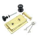 Prima - Door Rim Lock + Mushroom Rim Knob 155mm x 105mm - Polished Brass - BH1015PB/MB