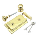 Prima - Door Rim Lock + Mushroom Rim Knob 155mm x 105mm - Polished Brass - BH1015PB
