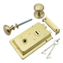 Prima - Door Rim Lock + Mushroom Rim Knob 155mm x 105mm - Satin Brass - BH1015SB