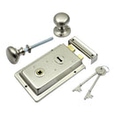 Prima - Door Rim Lock + Mushroom Rim Knob 155mm x 105mm - Satin Nickel - BH1015SN