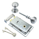 Prima - Door Rim Lock + Reeded Rim Knob 155mm x 105mm - Bright Chrome - BH1016BC