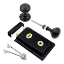 Prima - Door Rim Lock + Reeded Rim Knob 155mm x 105mm - Black - BH1016BL/MB
