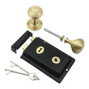 Prima - Door Rim Lock + Reeded Rim Knob 155mm x 105mm - Black - BH1016BL/SB