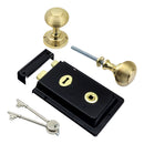 Prima - Door Rim Lock + Reeded Rim Knob 155mm x 105mm - Black - BH1016BL