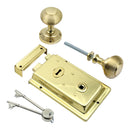 Prima - Door Rim Lock + Reeded Rim Knob 155mm x 105mm - Polished Brass - BH1016PB