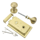 Prima - Door Rim Lock + Reeded Rim Knob 155mm x 105mm - Satin Brass - BH1016SB