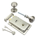 Prima - Door Rim Lock + Reeded Rim Knob 155mm x 105mm - Satin Nickel - BH1016SN