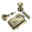 Prima - Door Fancy Rim Latch + Reeded Rim Knob 125mm x 120mm - Antique Brass - BH1018XL