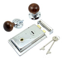 Prima - Door Rim Lock + Rosewood Mushroom Rim Knob 155mm x 105mm - Bright Chrome - BH1021BC