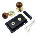 Prima - Door Rim Lock + Rosewood Mushroom Rim Knob 155mm x 105mm - Black - BH1021BL