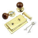 Prima - Door Rim Lock + Rosewood Mushroom Rim Knob 155mm x 105mm - Polished Brass - BH1021PB