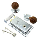 Prima - Door Rim Lock + Rosewood Reeded Rim Knob 155mm x 105mm - Bright Chrome - BH1022BC