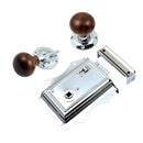 Prima - Door Fancy Rim Lock + Rosewood Mushroom Rim Knob 125mm x 120mm - Bright Chrome - BH1025BC