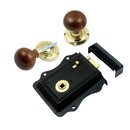 Prima - Door Fancy Rim Lock + Rosewood Mushroom Rim Knob 125mm x 120mm - Black - BH1025BL