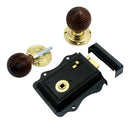 Prima - Door Fancy Rim Lock + Rosewood Reeded Rim Knob 125mm x 120mm - Black - BH1026BL