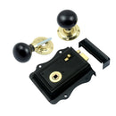 Prima - Door Fancy Rim Lock + Ebony Mushroom Rim Knob 125mm x 120mm - Black - BH1027BL