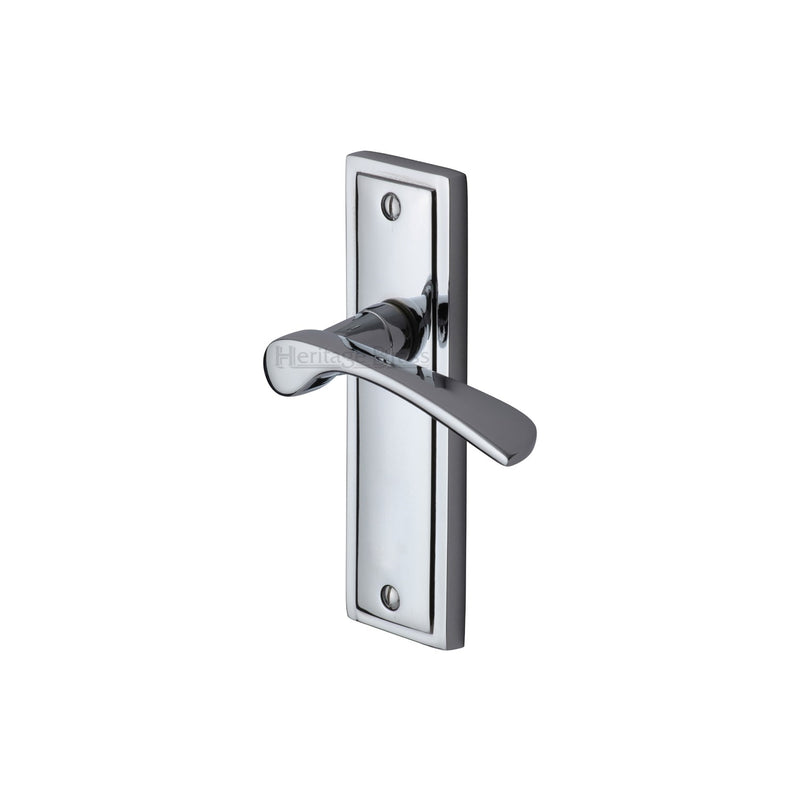 Heritage Brass Door Handle Lever Latch Boston Design Polished Chrome finish - BOS1010-PC - Choice Handles