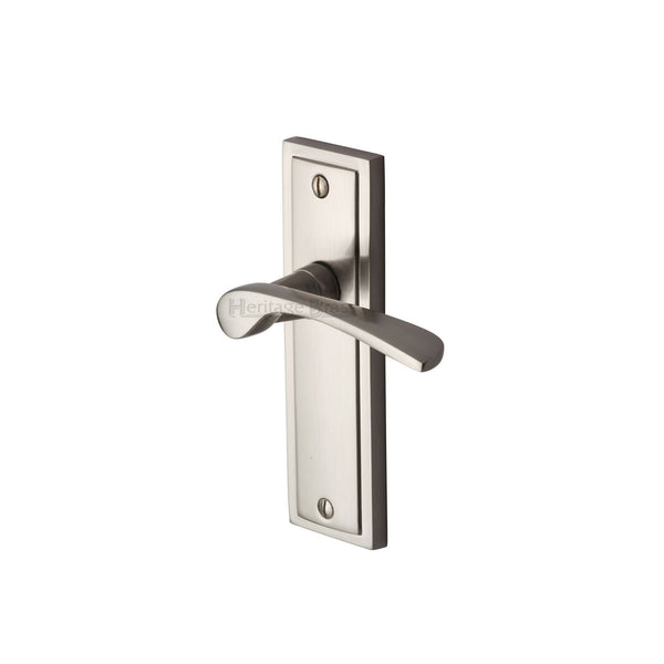 Heritage Brass Door Handle Lever Latch Boston Design Satin Nickel finish - BOS1010-SN - Choice Handles