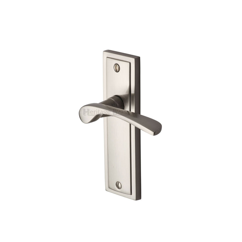 Heritage Brass Door Handle Lever Latch Boston Design Satin Nickel finish - BOS1010-SN - Choice Handles