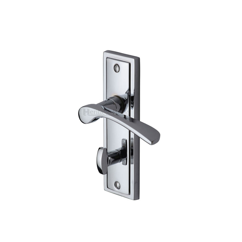 Heritage Brass Door Handle for Bathroom Boston Design Polished Chrome finish - BOS1030-PC - Choice Handles