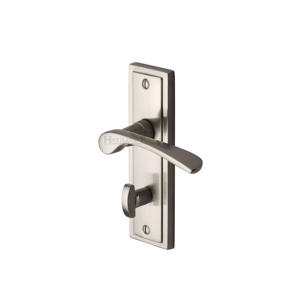 Heritage Brass Door Handle for Bathroom Boston Design Satin Nickel finish - BOS1030-SN - Choice Handles