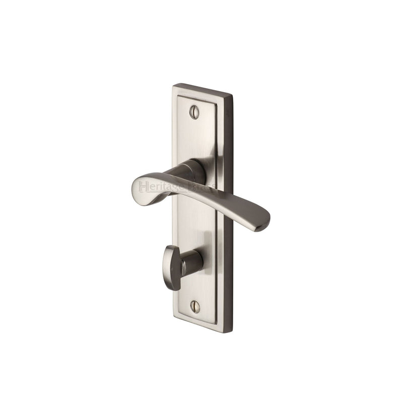 Heritage Brass Door Handle for Bathroom Boston Design Satin Nickel finish - BOS1030-SN - Choice Handles