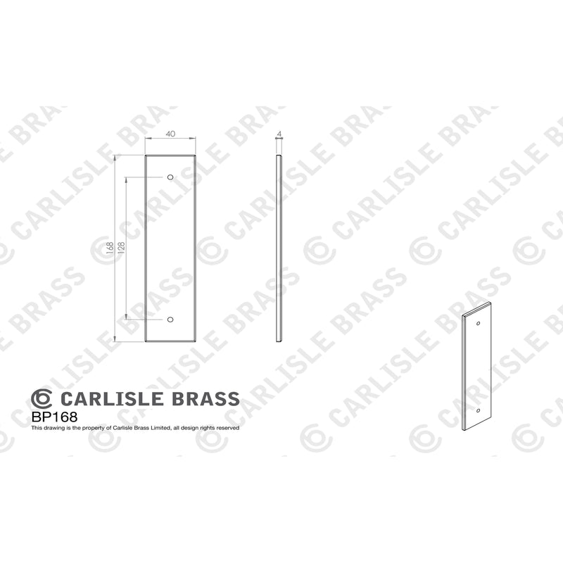 Carlisle Brass - 168 X 40mm Square Cabinet Hardware Backplate 128mm C/C - Satin Brass - BP168SB - Choice Handles