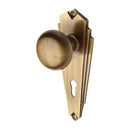 Heritage Brass Mortice Knob on Lock Plate Broadway Design Antique finish - BR1800-AT - Choice Handles