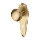 Heritage Brass Mortice Knob on Lock Plate Broadway Design Satin Brass finish - BR1800-SB - Choice Handles