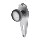 Heritage Brass Mortice Knob on Lock Plate Broadway Design Satin Chrome finish - BR1800-SC - Choice Handles