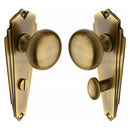 Heritage Brass Mortice Knob on Bathroom Plate Broadway Design Antique finish - BR1830-AT - Choice Handles