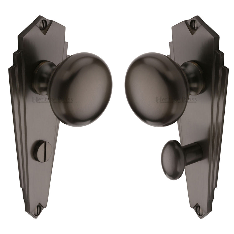 Heritage Brass Mortice Knob on Bathroom Plate Broadway Design Matt Bronze finish - BR1830-MB - Choice Handles